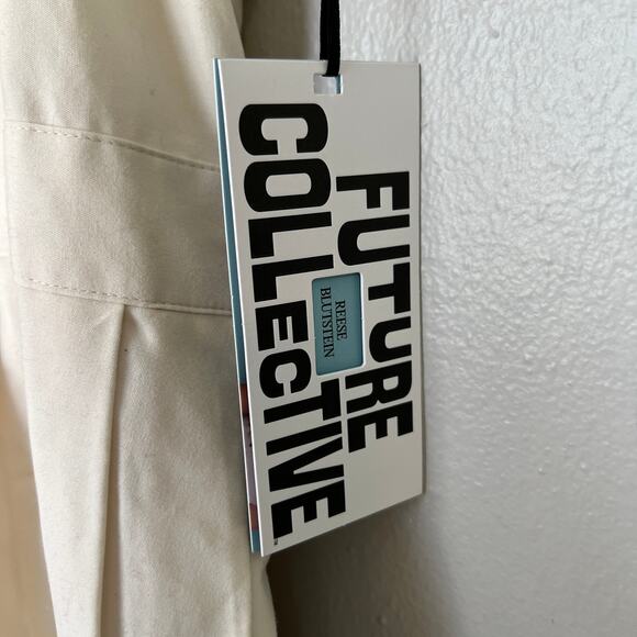 Future Collective Dress Women's 12 Strappy Cream Fit Flare Midi Reese Blutstein - Picture 10 of 13